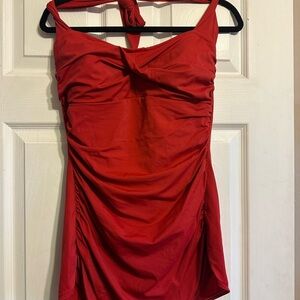 Catalina Red Halter Ruched One Piece